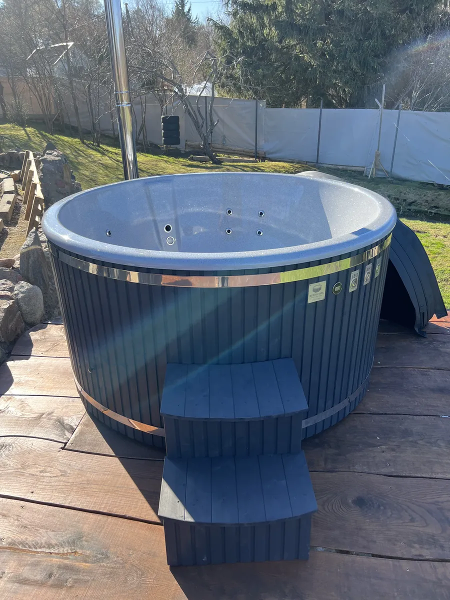 Fiberglass hot tub with modern design